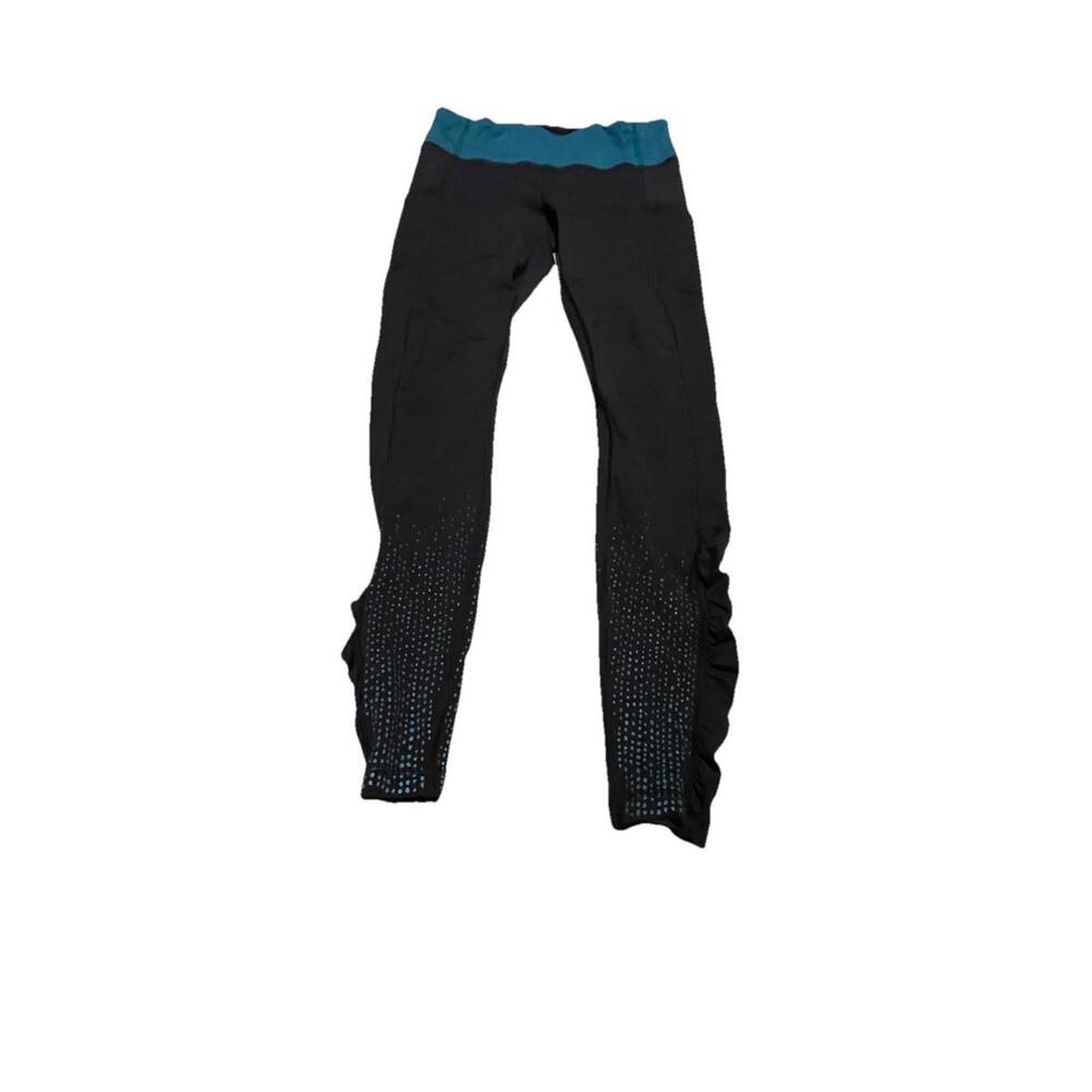 Lululemon Speed Tight Lights Out Sz 8 Forage Teal‎ Black Reflective Run Pant H73